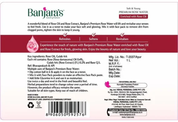 Banjara's Premium Rose Water,