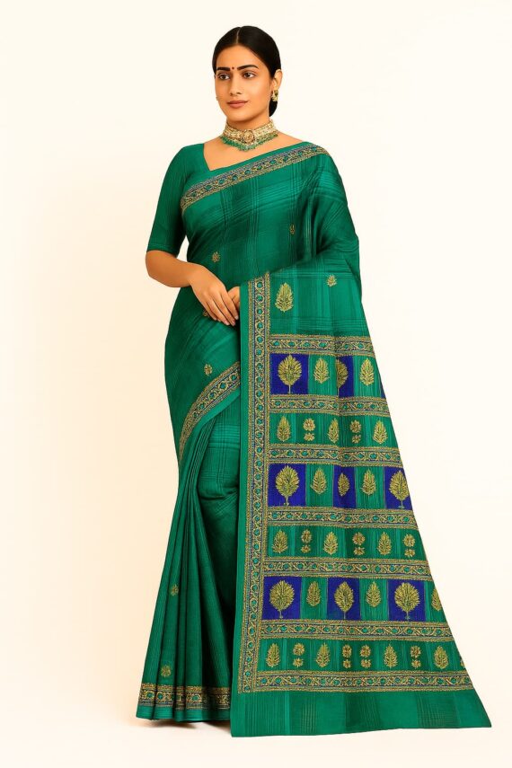 BANSIWALA GREEN  DESIGN SAREE