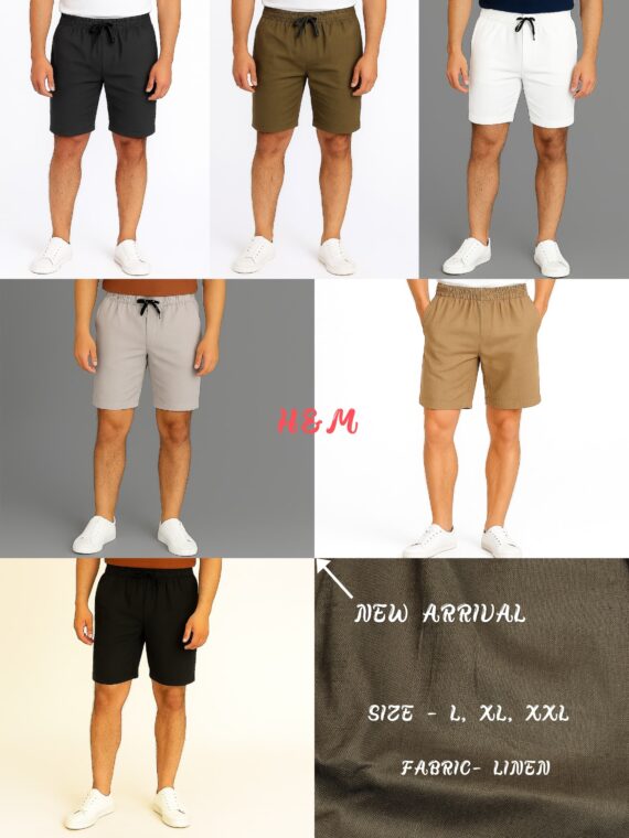 MENS BLACK LINEN HALF PANT