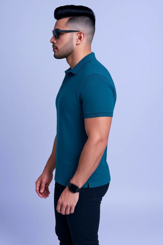 Men Solid Polo Neck Cotton Blend  T-Shirt