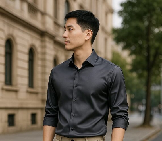 Men Regular Fit Solid Spread Collar Formal Shirt