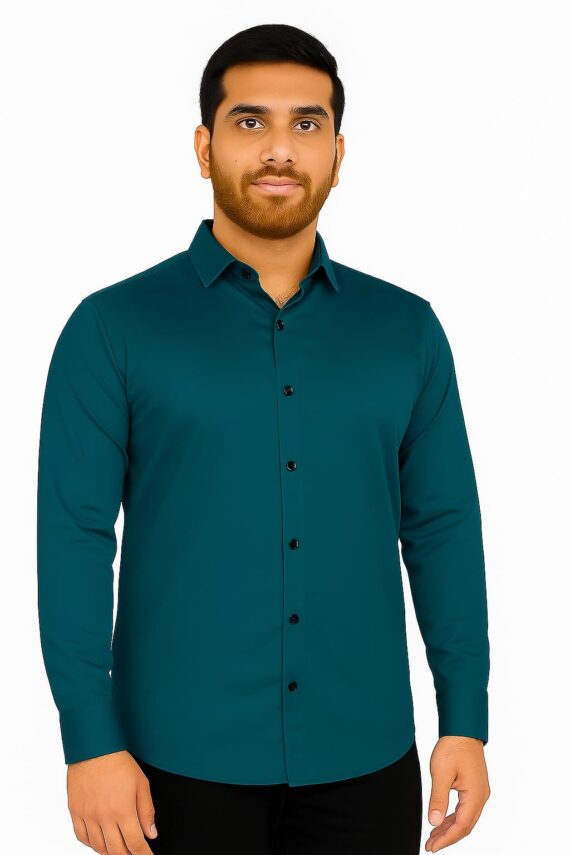 Men Regular Fit Solid Spread Collar Formal Shirt