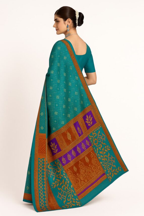 BANSIWALA BONDI BLUE SAREE