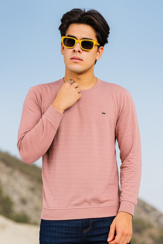 MENS LIGHT PINK T-SHIRT ROUND NECK