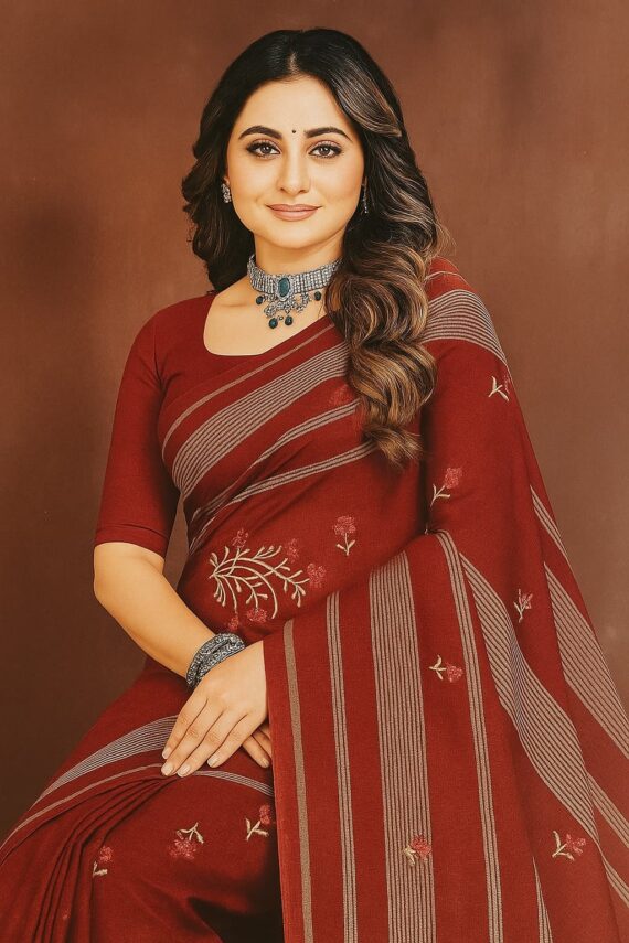 BANSIWALA MEHAROON SAREE