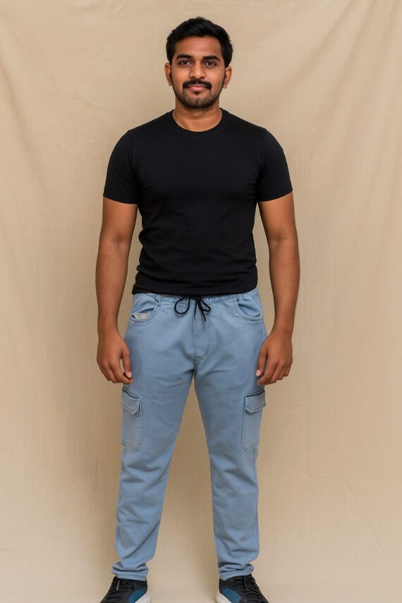Men Solid Black Track Pants/ Denim Lower