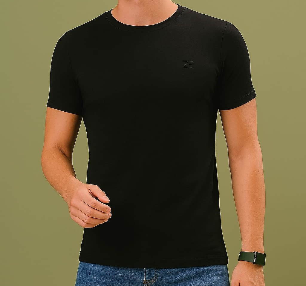 Men Printed Round Neck Pure Cotton Black T-Shirt