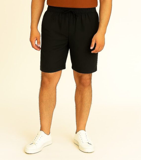 MENS BLACK LINEN HALF PANT