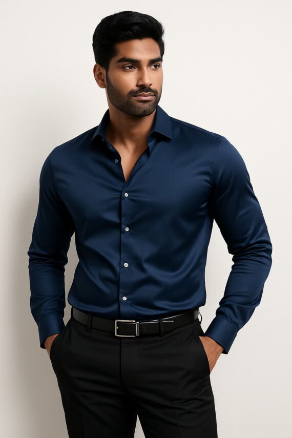 Men Regular Fit Solid Spread Collar Formal Shirt