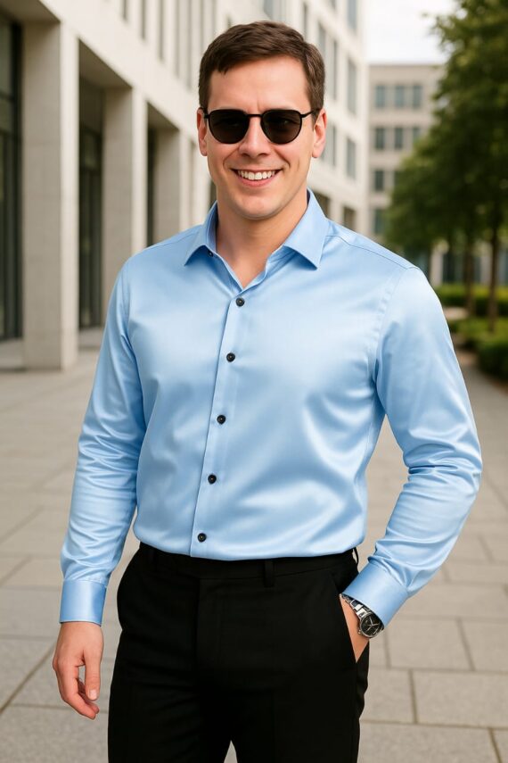 Men Regular Fit Solid Spread Collar Formal Shirt