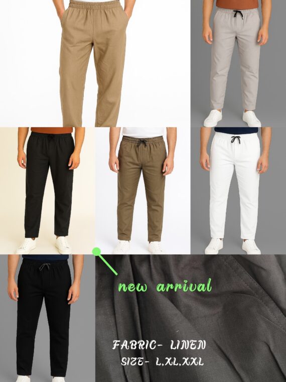 MENS LIGHT GRAY LINEN TRACK PANT H&M