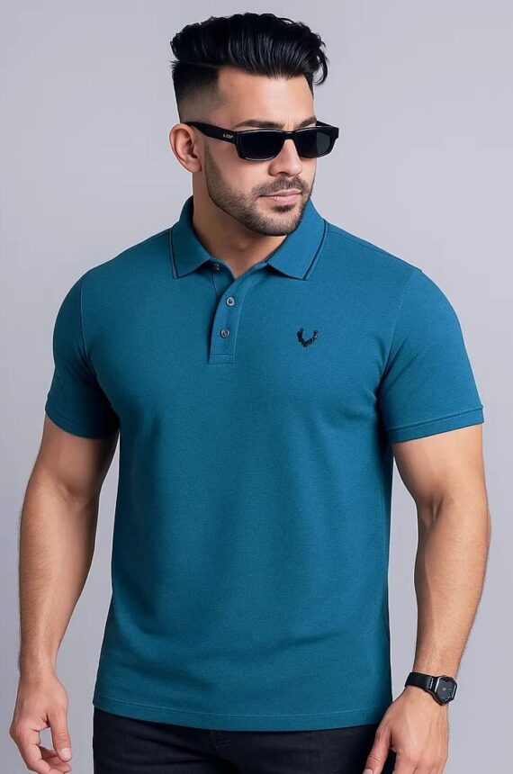 Men Solid Polo Neck Cotton Blend  T-Shirt