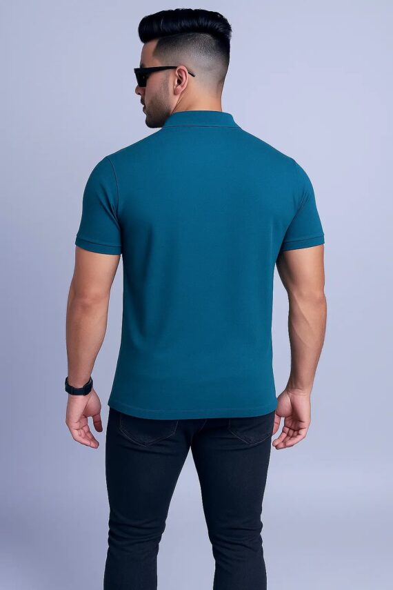 Men Solid Polo Neck Cotton Blend  T-Shirt