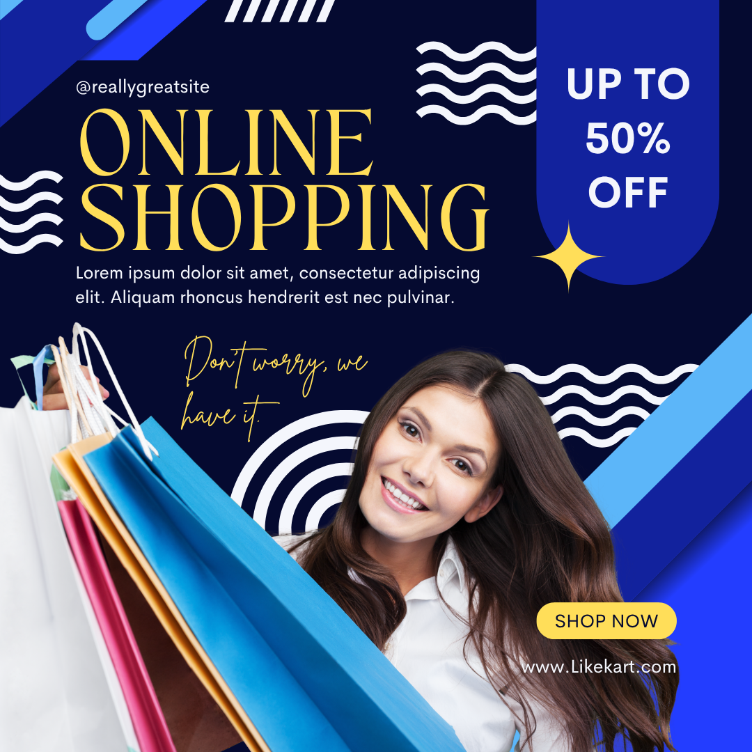 Blue and Yellow Modern Online Shop Instagram Post